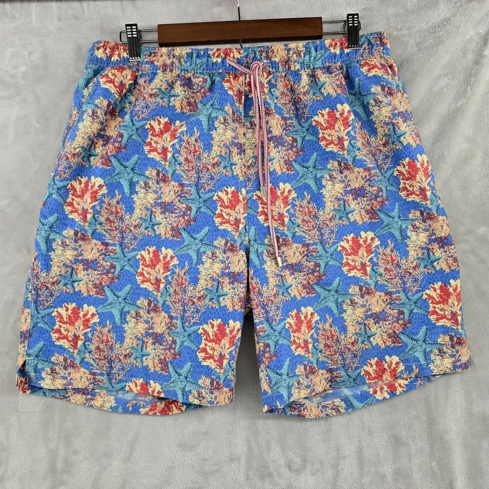 Peter Millar Seaside Swim Trunks Mens Large Sea Star Coral Mens Large Mesh Liner